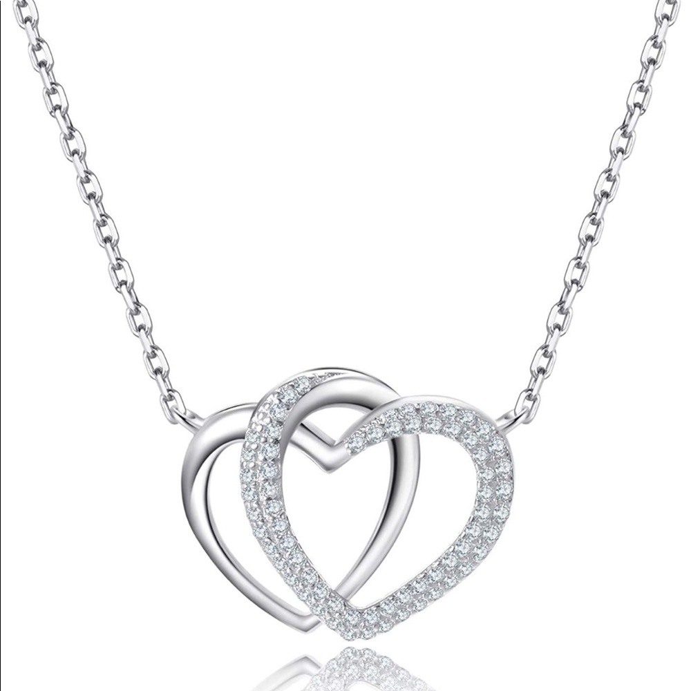 Double Heart Sterling Silver Necklace